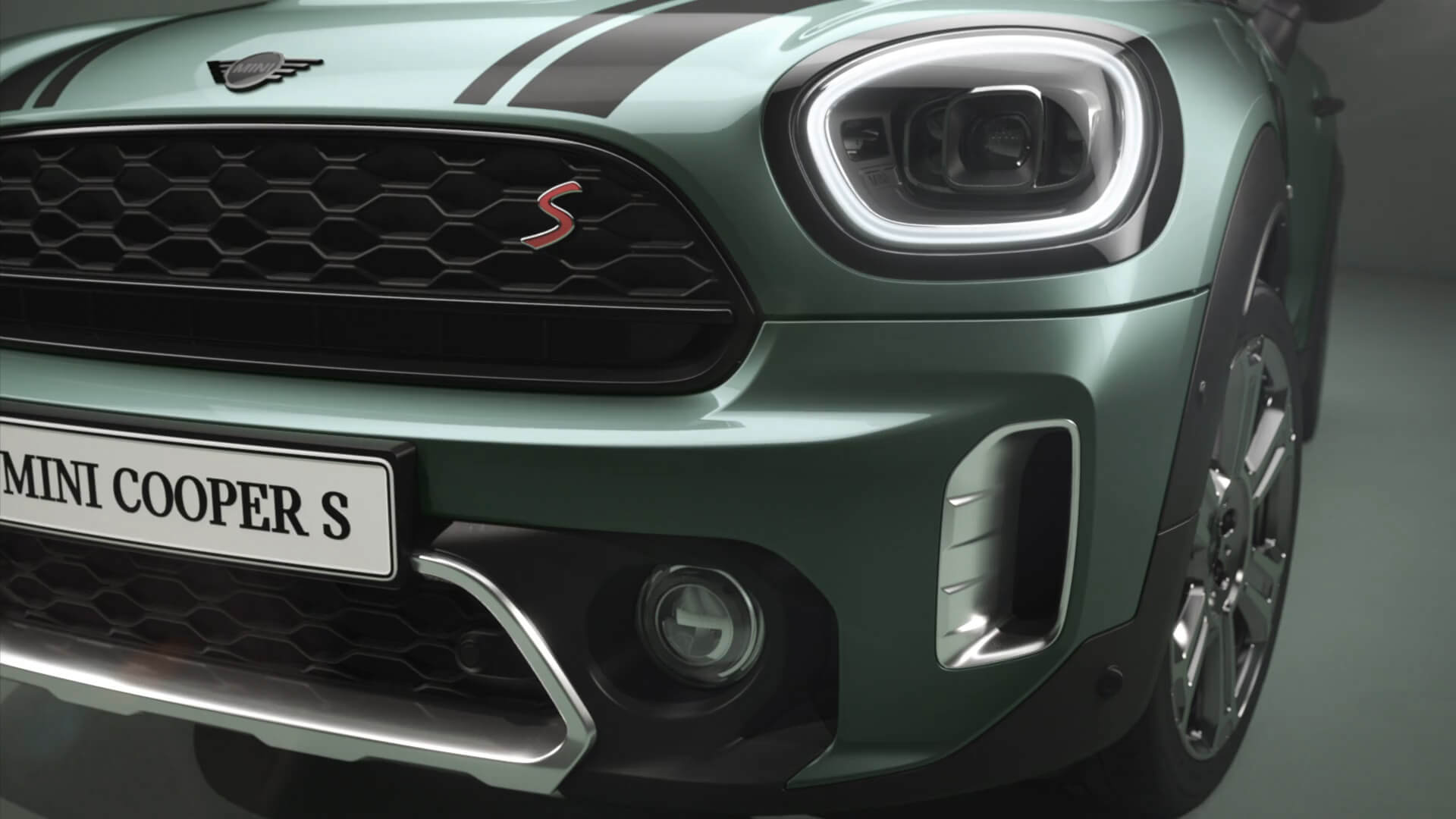 Nuova MINI Countryman – vista laterale – verde e nera