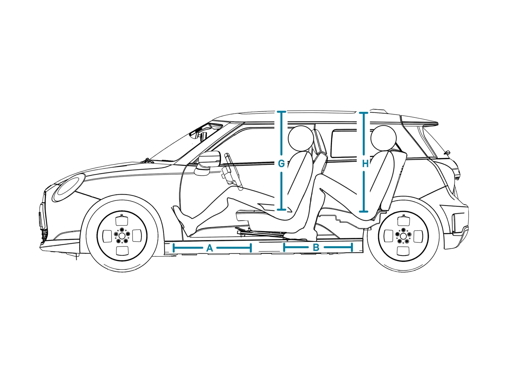 All-Electric MINI Cooper - Dimensioni Lato Interni