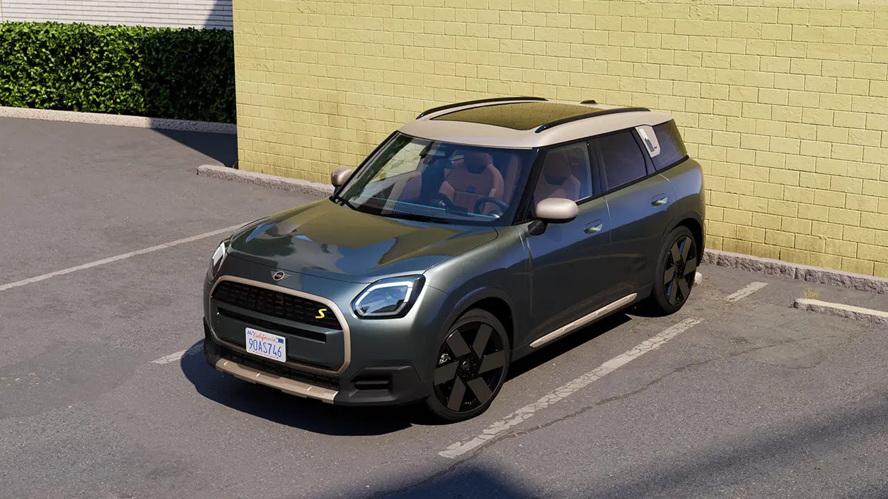 Video che mostra gli interni e gli esterni di una MINI Countryman nel dettaglio. La telecamera scorre sul cruscotto, mettendo in risalto gli elementi di design