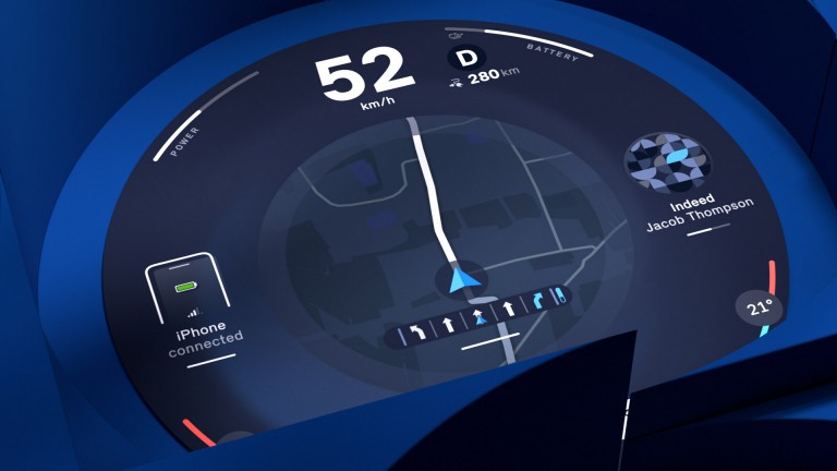  Il display circolare MINI visualizza la velocità e la schermata del navigatore