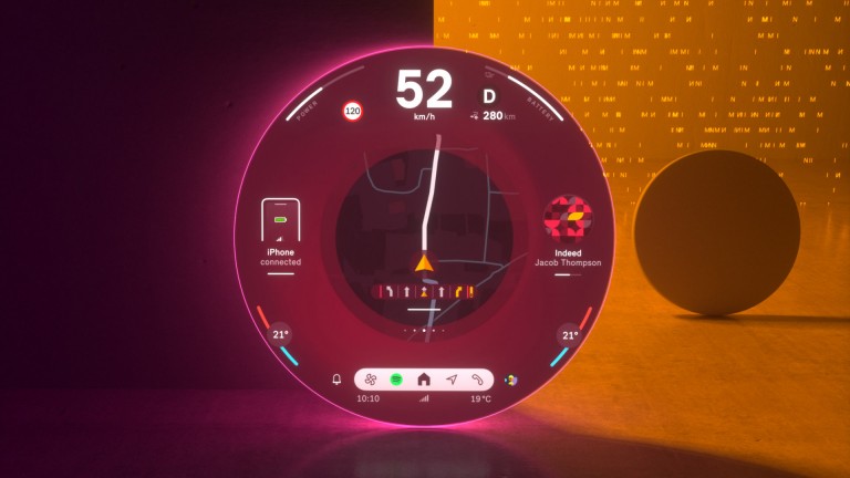 Il display circolare MINI in Vivid Mode con la schermata del navigatore